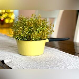 Vintage Enamel Ware Light Yellow and Black Small Saucepan